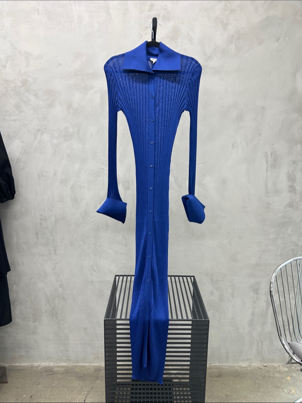 Loewe Cobalt Blue Ribbed Long-Sleeve Maxi Dress